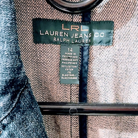 LRL Lauren jeans CO. Ralf Lauren Blue Denim Blazer jacket size 14 - Picture 3 of 3